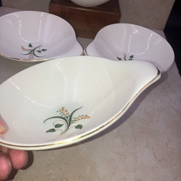 Edwin Knowles Set of 4 Lugged Bowls Vintage 1940s Forsythia Earthenware RARE - Picture 10 of 11